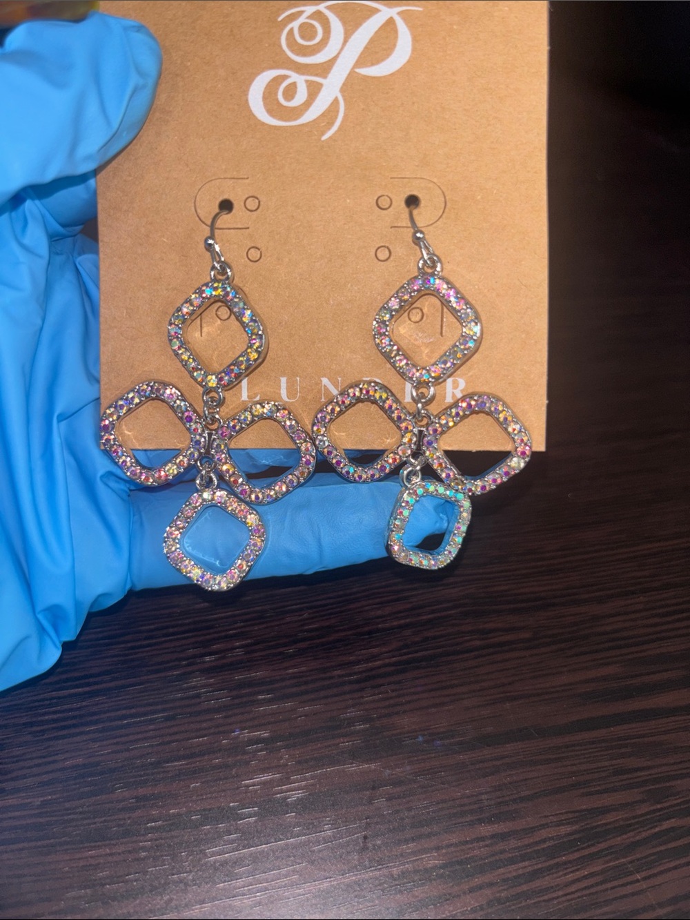 Multicolor Crystal Drop Earrings by Plunder